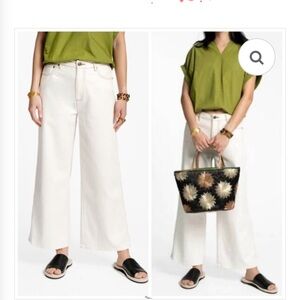 Frances Valentine Sally Jean in Oyster White Cream Wide-Leg Pants Size 18